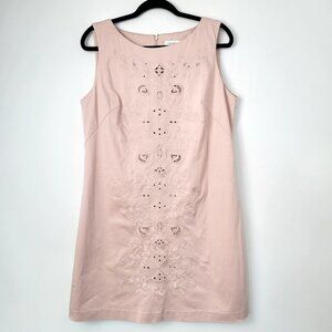 Vintage 90s/Y2K Calvin Klein Dusty Rose Embroidered Shift Dress Size 14